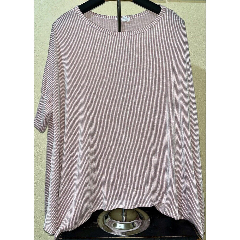 TALULAH Ribbed Knit Tunic Top Short Kimono Sleeve Stretch Pink Size Medium